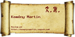 Kemény Martin névjegykártya